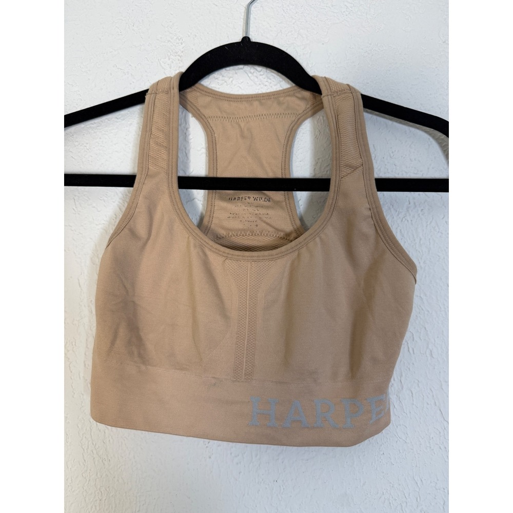 Harper Wilde The Move Sports Bra Tan Beige Racerback Seamless Medium Impact S/M